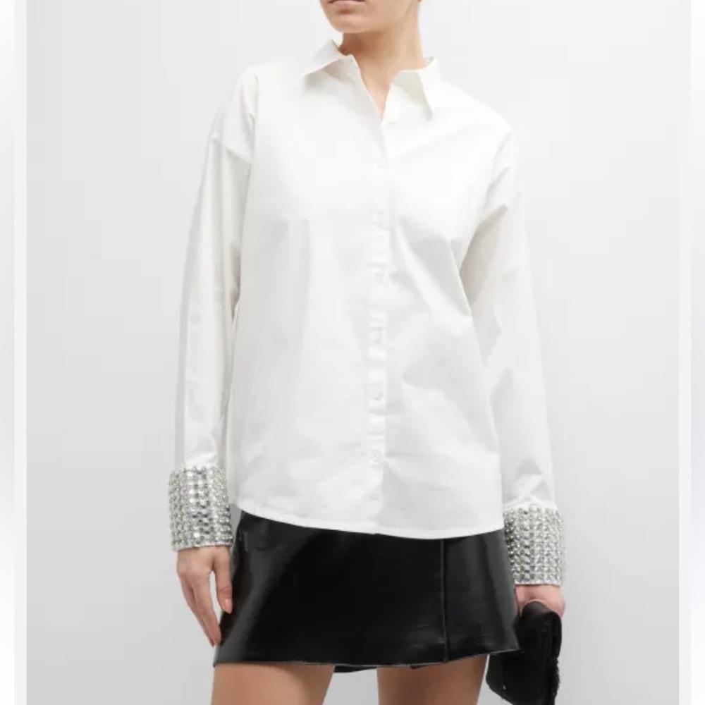 Retrofete White Shirt with Crystal Cuffs